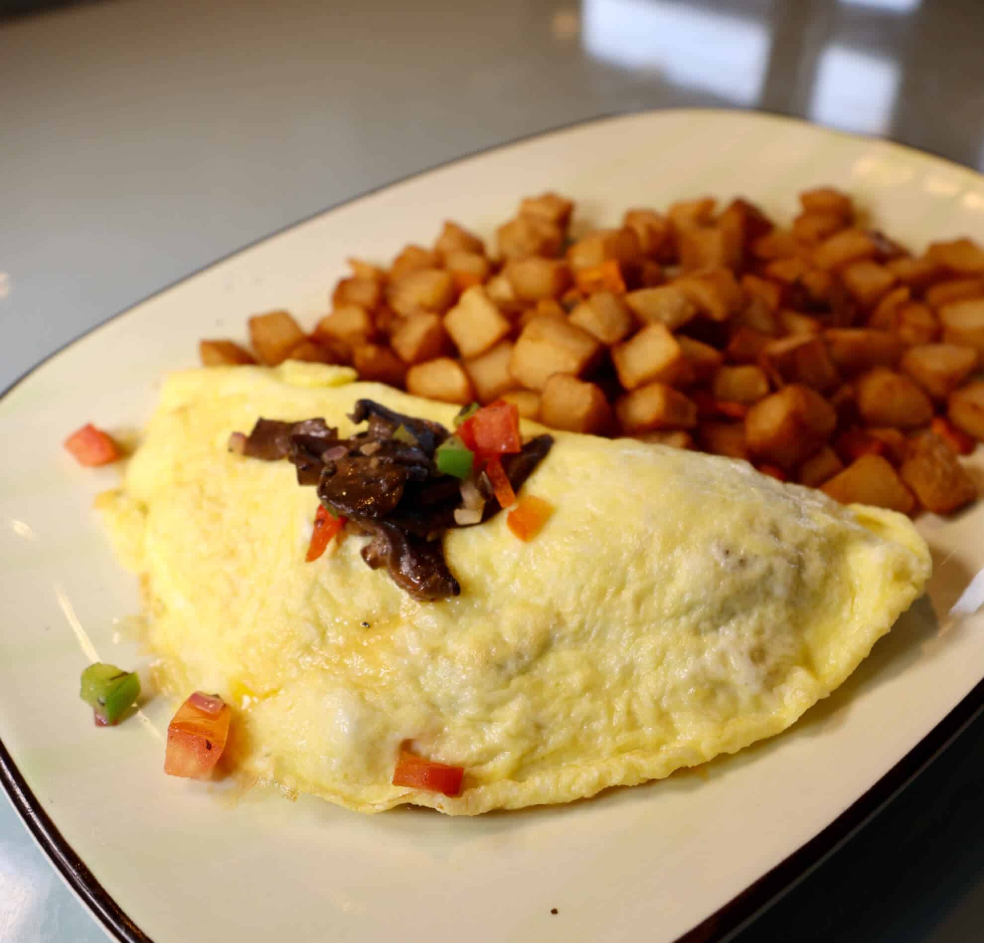 Veggie Omelette with mushrooms, peppers, and onions at The Morning Post